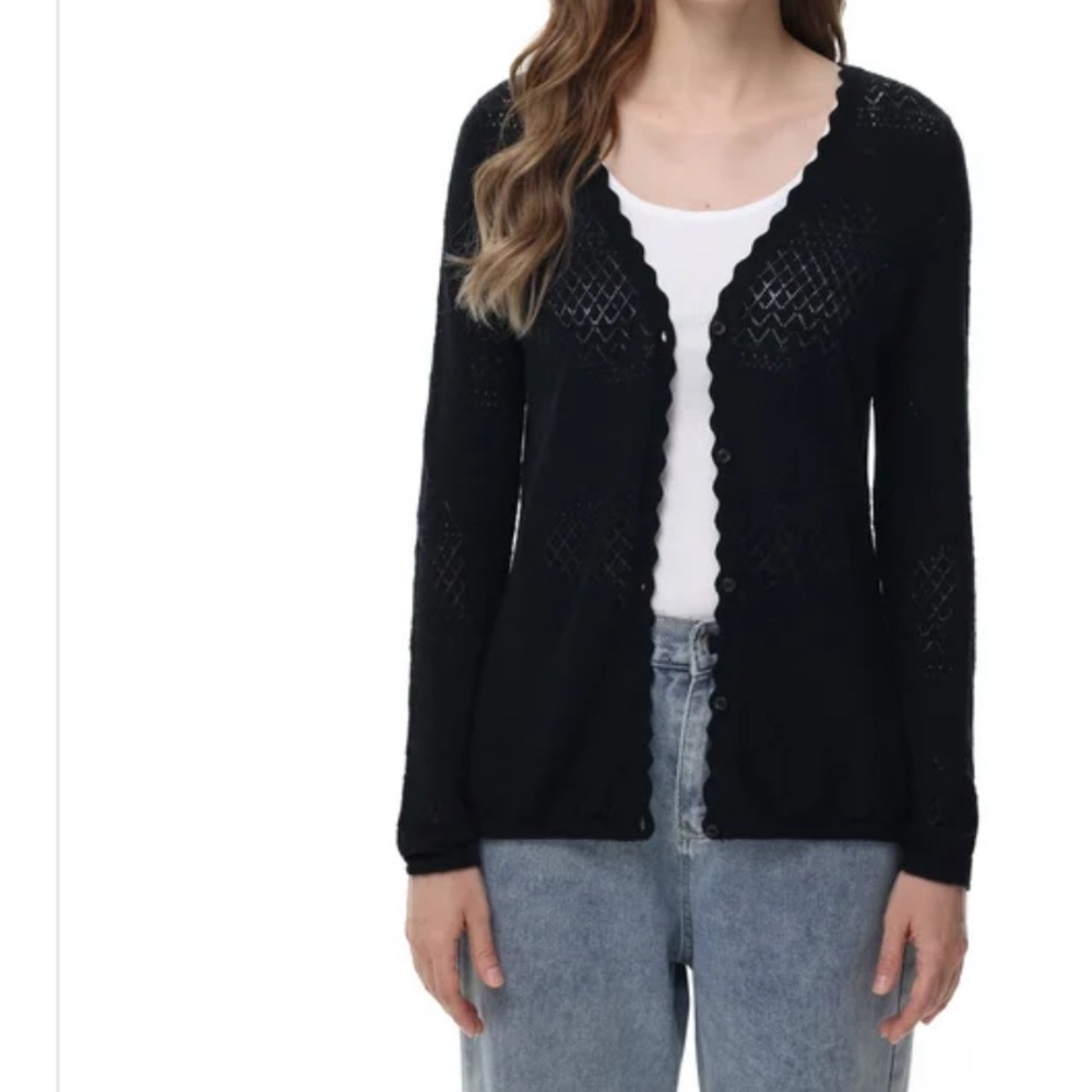 Frye Black Cardigan Sweater V-Neck Long Sleeve